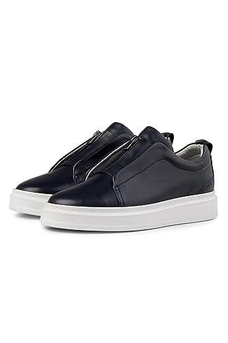 Ducavelli Ventu Men's Genuine Leather Sneaker, Zippered Sneaker, Genuine Leather Sneaker, Men's Sneaker (Navy Blue, us_Footwear_Size_System, Adult, Men, Numeric, Medium, Numeric_12)