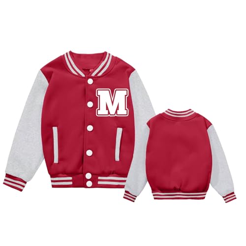 Image of BAICAIYU Kids Baseball Jackets Boys and Girls Varsity Coat Buttons Cardigan Letter Sport Letterman School Jacket