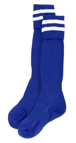 [A.D.ONE] サッカー ソックス フットサル フットボール ストッキング 抗菌防臭 吸汗速乾 メンズ 子供 キッズ ジュニア 靴下 スポーツ ADS ブルー/ホワイト 16-18cmの商品画像（Amazon）