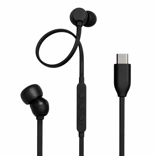 Image of Lynacz Original Type C Earphones for Powerful Bass Wired Earbuds HD Audio Clear Calling Microphone Compatible with All Type C Device (Black)
