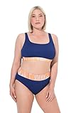 Ulla Popken Damen Becky, Dg, Wavy Bikini-Set, Marine, 50-52 EU