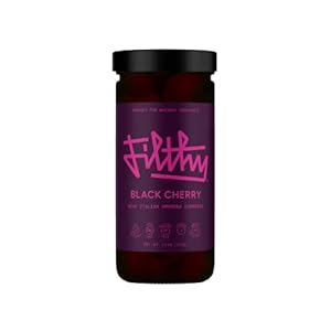 Filthy Cocktail Amarena Black Cherries, Premium Cocktail Garnish, All Natural Wild Italian Amarena Black Cherry, Non-GMO, Gluten Free, Vegan, Slow-Cooked, 11 Oz Jar, 45 Cherries