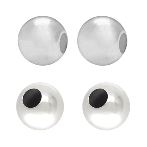 10pcs Adabele Authentic 925 Sterling Silver 6mm (0.24 Inch) Seamless Loose Beads Spacer (Large Hole 2.8mm) for DIY Craft Jewelry Making SS200-6