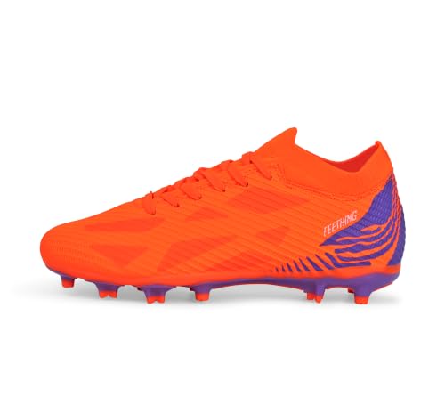 FEETHING Womens Soccer Cleats Firm Ground Outdoor Athletic Football Boots Lightweight Soccer Shoes for Youth Girls Orange 8.5