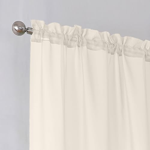 Image of Simplebrand Cream Sheer Curtains, 72 inch Length, 2 Panels Set - Light Filtering, Rod Pocket Window Curtains for Bedroom (Cream, 59 inch W x 72 inch L)