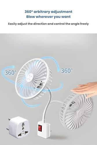 Image of Mini Compact 5-Inch Fan with On /Off Switch & 360 Adjustable Hose Pipe | Portable Personal Cooling Fan for Kitchen, Bathroom, Home & Office Use