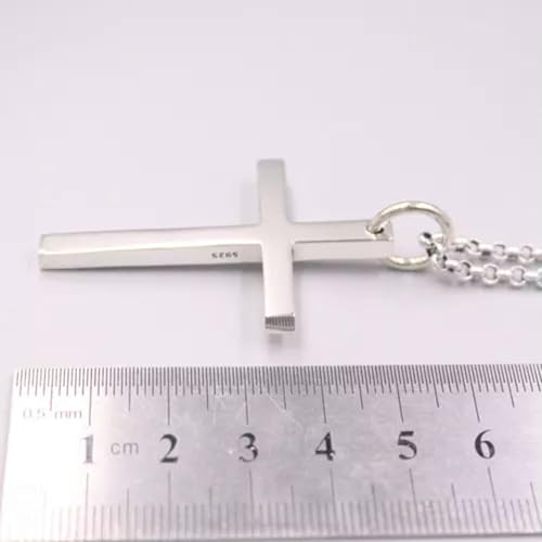 Croix carrée pendentielle argent 925 anti-ternissement chaîne solide 55cm - 3