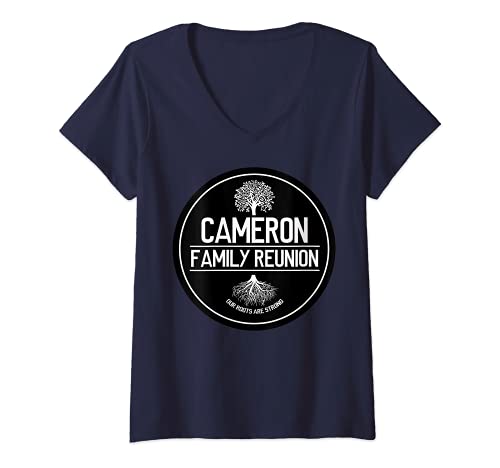 Womens Cameron Family Reunion Our Roots Are Strong Tree V-Neck T-Shirt