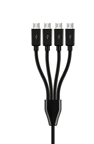 Cable de carga multi micro USB, 4 en 1 USB macho a 4 micro USB macho, divisor micro usb cable de carga rápida (negro 1.8m)