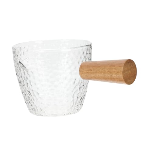 BRIGHTFUFU Espresso Syrup Pitcher Glass Milk Cup with Beak Design for Easy Pouring for Coffee Juices Milk Housewarming Hammered Finish