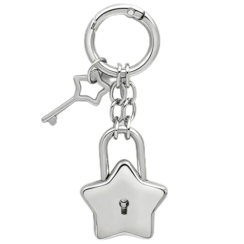 Jciopui Silver Star Bag Charms Fashion Star Padlock Keychain Aesthetic Y2K Purse Charms Accessories for Women Handbags Backpack Purse (Sliver) - image 1