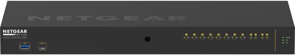 NETGEAR AV Line M4250 12 Port Switch GSM4212PX-100NAS | L3 Managed | 10x1G PoE+ @240W | 2x10G SFP+ | AV GUI | Automatic Configuration | Rack-Mountable | Cloud Care's 3 Year Warranty Included