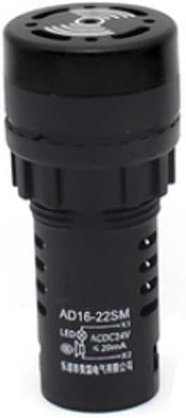 AD16-22SM 22mm Flash Signal Light LED Active Buzzer Beep Alarm Indicator (24V,22mm black)
