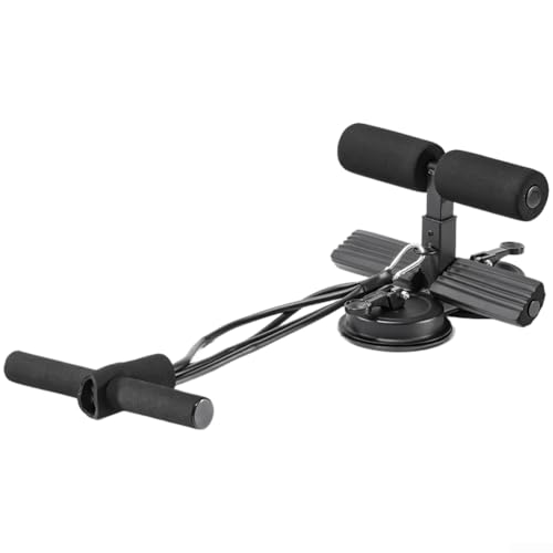 Jotekonoby Asistente para sentarte con ventosas dobles, entrenamiento abdominal de cuerda ajustable para gimnasio en casa, equipo de entrenamiento de núcleo multisuperficie (negro)