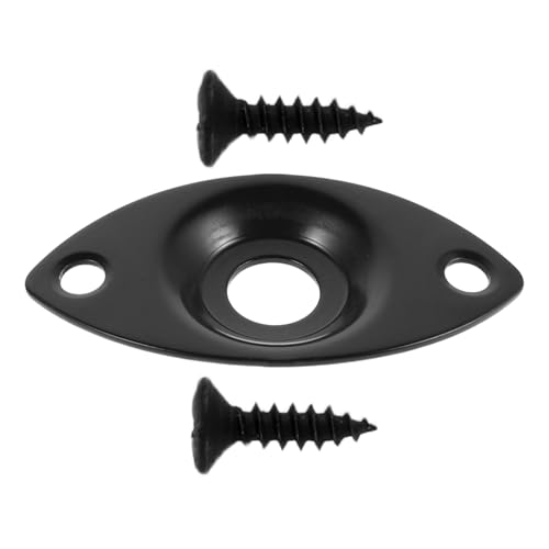 Totority 属製ギタージャックプレート 交換用エレキギター出力ソケットプレート ベースジャック対応 防塵設計で内部保護 簡単取り付け 取り外し可能 プラグ付きアクセサリ部品