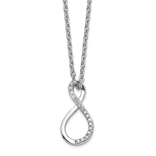 Solid 925 Sterling Silver Diamond Accent Infinity Love Knot Symbol Pendant Necklace Charm Chain 18