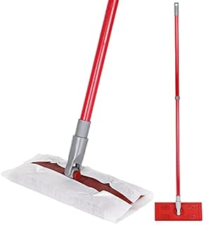 Extendable Dry Wipe Mop with Telescopic Handle, Sweeping for Hardwood, Laminate, Tile Cleaning, Dust Mop for All Purpose Floor Cleaning, Includes 5 Dry Sweeping Cloths, Red