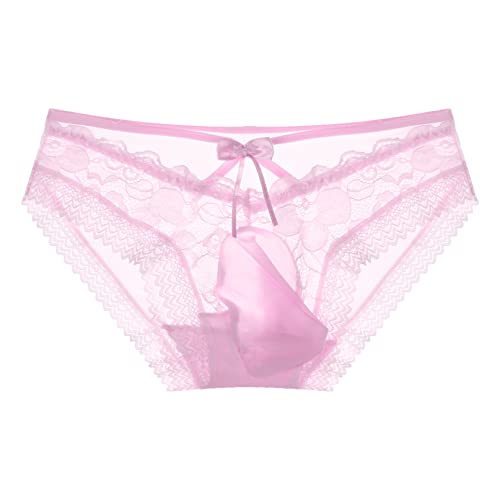 iiniim Men's Floral Lace Sissy Panties Micro Pouch Hollow Out Hipster Panty Crossdress Lingerie