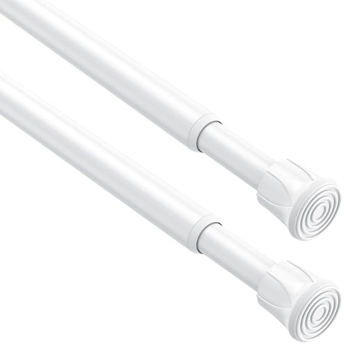Zipglo 2 Stück Ausziehbare Gardinenstange ohne Bohren, Weiß,Länge 40 bis 70 cm, Ø13mm Teleskopstange, Für Fenster, Kleinere Schränke, Küche und Badezimmer, Klemmstange zur Anbringung von Gardinen Zipglo 2 Stück Ausziehbare Gardinenstange ohne Bohren, Weiß,Länge 40 bis 70 cm, Ø13mm Teleskopstange, Für Fenster, Kleinere Schränke, Küche und Badezimmer, Klemmstange zur Anbringung von Gardinen