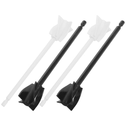 Ipetboom Juego de 4 Paletas Mezcladoras Espirales para Taladro Accesorio Reutilizable para Mezclar Resina Epoxi y Pintura Varillas de Plástico en Negro y Blanco Adecuado para