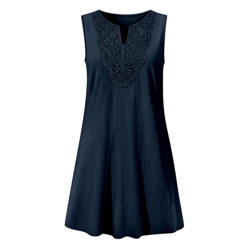 Robe midi sans manches col en V coupe ample légère d'été