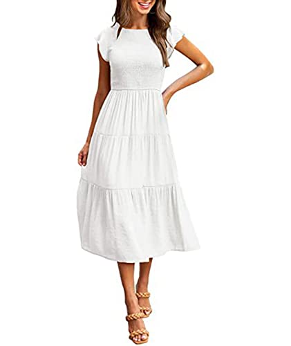 Image of Sexyshine Women's Square Neck Halter Lace Up Criss Cross Maxi Dress Tie Back Sleeveless Smocked Ruched A Line Dress
