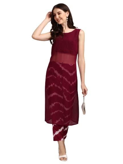 Gufrina Women's Crepe Printed Regular Dress Shirt (490_Wine_S