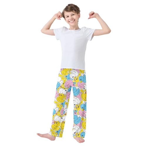 Boys' Pants Duck Rubber Shower Scarf Cartoon Animal Long Bottoms Elastic Waist Trousers with Pockets S-XL2