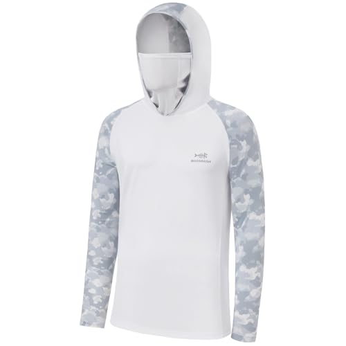 Bassdash Hommes UPF50 + Chemise à Capuche Manches Longues Protection Solaire Sweats à Capuche pour la pêche en Plein Air Natation
