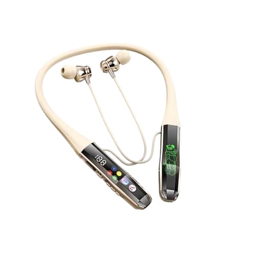 Image of iFAST IF-175 AI-Powered Voice Changer (Male /Female /Child Voice) Wireless Neckband Earphone with Digital Display, Karaoke Mode, Bluetooth 5.4, Up to 50 Hours Playtime, HD Mic | Beige