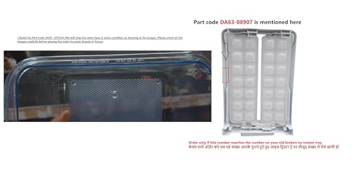 Image of Refrigerator Ice Tray (DA61-08907) And Cube tray (DA63-07331A) Combo Set Compatible With Samsung Double Door Fridge Door Shelf