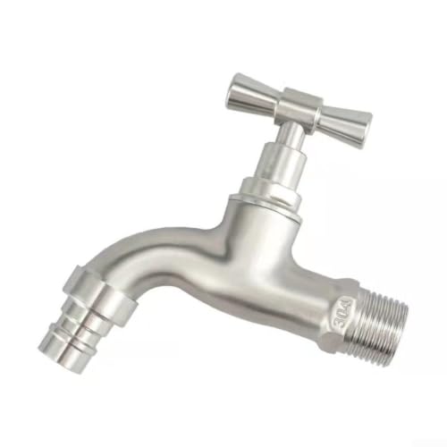 Grifo de acero inoxidable 304 para exteriores con mecanismo de apertura lenta y diseño resistente a la congelación para uso en lavandería montado en la pared en clima frío, plateado