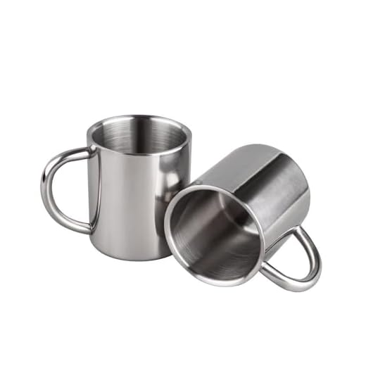 PIQIUQIU 2 Stück 220ml Edelstahl-Kaffeetasse mit Henkel Doppelwandige Becher Campingbecher zum Heiß- oder Kalthalten von Getränken Isolierte Reise-Kaffeetasse Wasserbecher