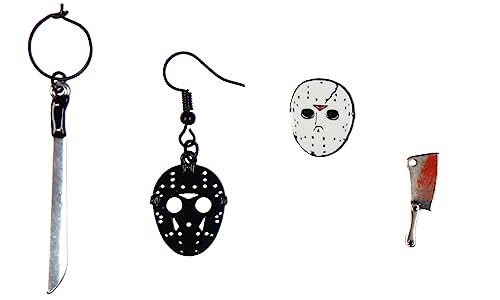 Friday The 13th Costume Jewelry Stud Dangle Closed Back Earrings Set 4 Pack2