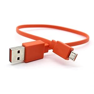 Aiivioll Replacement Micro USB Fast Charger Flat Cable Cord Compatible for JBL Charge 3, Charge 2, Flip 4, Pulse 2, Flip 2, Flip 3 Flip 4 Speaker Logitech UE Boom 22AWG Android Phones (25cm/Orange)
