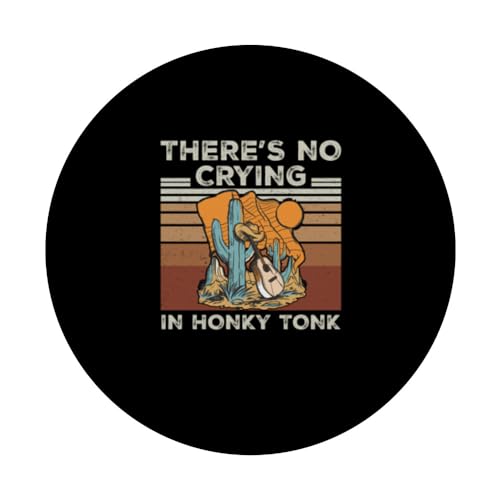 There's No Crying Funny Honky Tonk For A Cowboy Music Lover PopSockets Swappable PopGrip, Black - Image 3