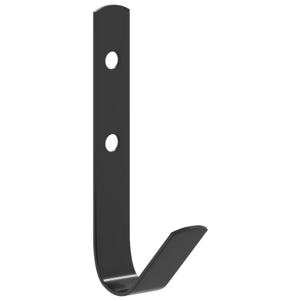 Wandhaken J-Form 12 Stück Schwarz Stahl 2 x 6 x 10,5 cm an der Wand montiert für Aufbewahrung von Sattel Zaumzeug Trense Halfter Steigbügel im Stall oder Garage