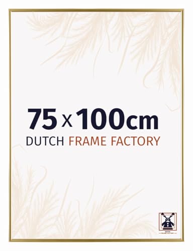 Dutch Frame Factory - Bilderrahmen 75x100 cm - Gold - Bilderrhamen aus Kunststoff mit Antireflex Kunstglas - Fotorahmen 75x100 cm - Easy