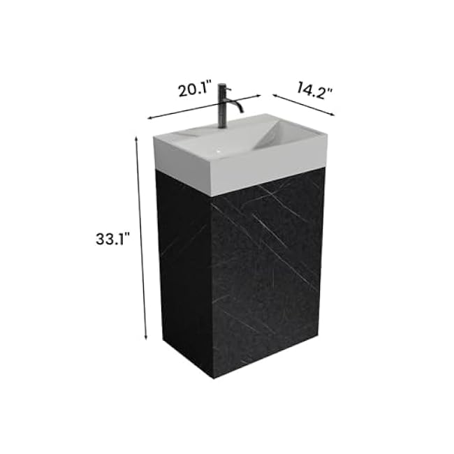 Black Marble Freestanding Bathroom Vanity With Ceramic Sink