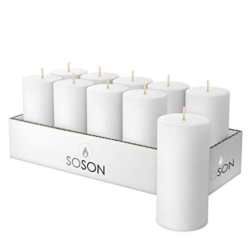 Simply Soson Smooth 2x4 White Candles | Pillar Candles for Home | Unscented Candles & Dripless Pillar Candles | Long Lasting Candles | Large Candle for Home | 10 Pack of Candles
