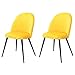 Herbalady 2 Sedia da pranzo in stile europeo, in velluto morbido, sedia da pranzo nordico (con piedini regolabili in metallo), adatta per soggiorno e camera da letto (giallo-01)