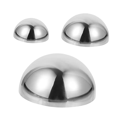 DOITOOL Boule DéCorative en Acier Inoxydable Demi-SphèRe Miroir Poli Creuse 15X15X8.50Cm Lot De 3 Boules ArgentéEs RéSistantes À La Corrosion pour...