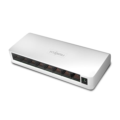 Image of FRONTECH 8 Port Gigabit Ethernet Switch | 10 /100 /1000Mbps | Plug & Play LAN Hub for Router, Computer, Gaming Console, Printer & IP Camera | Wall Mountable | Hi-Speed Network Switch (NC-0052)
