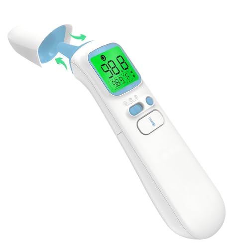 Image of Ear and Forehead Thermometer for Adults, 3-in-1 Infrared Digital Thermometer for Kids and Baby, Accurate 1 Second Reading, Fever Alert, Backlit Display and Storage Pouch