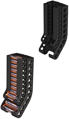 ZZHDESBY Battery Holder Storage Organizer AA & AAA Battery Caddy Wall Mount Battery Container Fit for 10 AAA & 10 AA Batteries Batteries Storage (Case Not Includes Batteries) (Bla…