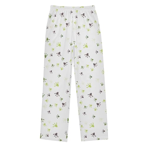 Frog Paw Print Boys Long Pants Soft Trousers Elastic Waist Kids Lounge Bottoms with Pockets S-XL