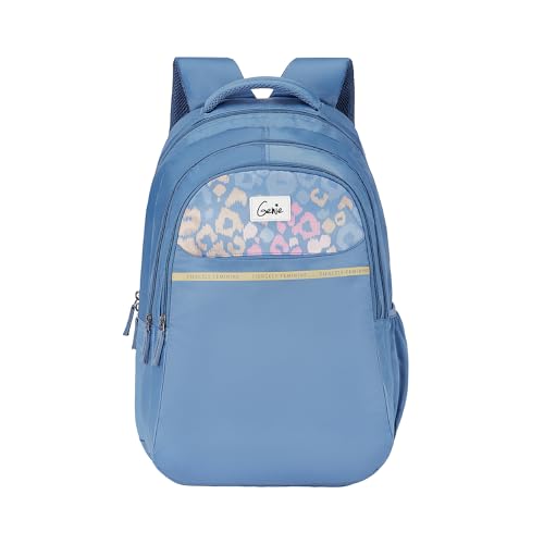 Genie Kira 4 Compartment Laptop Backpack In Pastel Blue Colour, 3 Zips, Water Resistant And Lightweight Bags For Office, Travelling. 36 Litres. 19"