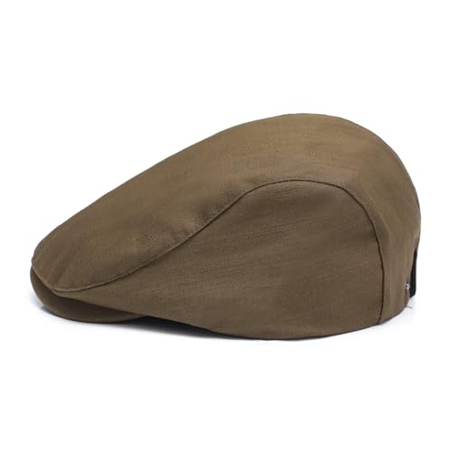 Image of ZLYC Men Cotton Flat Cap Summer Scally Ivy Gatsby Newsboy Beret Driver Cabbie Hunting Hat