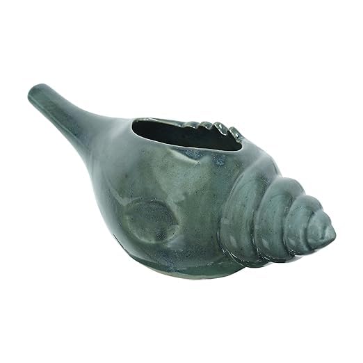 Image of Leak Proof Durable Ceramic Neti Pot with Nostril Plugging Support Better Capacity Holds 300 ml Spill Proof with Comfort Grip Lead Free Microwave Dishwasher Safe (Green)