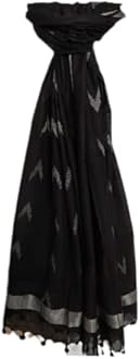 Women's Bhagalpuri Linen Cotton Blend Handloom Ikkat Dupatta with Zari Design, 2.25 Metres